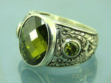 Turkish Handmade Jewelry 925 Sterling Silver Peridot Stone Men's Rings