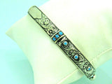 Turkish Handmade Jewelry 925 Sterling Silver Turquoıse Stone Mens Bangle