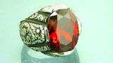 Turkish Handmade Jewelry 925 Sterling Silver Garnet Stone Engraved Mens Rings
