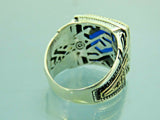Turkish Handmade Jewelry 925 Sterling Silver Sapphire Stone Mens Rings