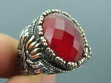 Turkish Handmade Jewelry 925 Sterling Silver Garnet Stone Mens Rings