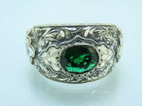 Turkish Handmade Jewelry 925 Sterling Silver Emerald Stone Mens Rings