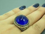 Turkish Handmade Jewelry 925 Sterling Silver Sapphire Stone Mens Rings