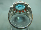 Turkish Handmade Jewelry 925 Sterling Silver Aquamarine Stone Men's Ring Sz 11