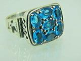 Turkish Handmade Jewelry 925 Sterling Silver Aquamarine Stone Mens Rings