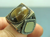 Turkish Handmade Jewelry 925 Sterling Silver Tiger's Eye Stone Mens Rings