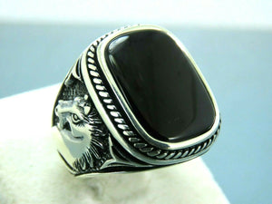 Turkish Handmade Jewelry 925 Sterling Silver Onyx Stone Mens Rings