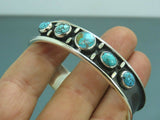 Turkish Handmade Jewelry 925 Sterling Silver Turquoise Stone Womens Bangle