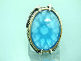 Turkish Handmade Jewelry 925 Sterling Silver Aquamarine Stone Mens Rings