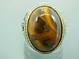 Turkish Handmade Jewelry 925 Sterling Silver Tiger's Eye Stone Mens Rings