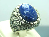Turkish Handmade Jewelry 925 Sterling Silver Sodalite Stone Men's Rings