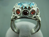 Turkish Handmade Jewelry 925 Sterling Silver Aquamarine Stone Men's Ring Sz 11