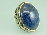 Turkish Handmade Jewelry 925 Sterling Silver Agate Stone Mens Rings