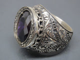 Turkish Handmade Jewelry 925 Sterling Silver Amethyst Stone Men's Rings