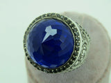 Turkish Handmade Jewelry 925 Sterling Silver Sapphire Stone Mens Rings