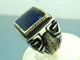 Turkish Handmade Jewelry 925 Sterling Silver Sapphire Stone Mens Rings
