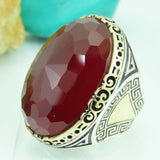 Turkish Handmade Jewelry 925 Sterling Silver Ruby Stone Mens Rings