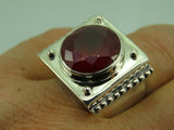 Turkish Handmade Jewelry 925 Sterling Silver Ruby Stone Mens Rings