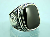 Turkish Handmade Jewelry 925 Sterling Silver Onyx Stone Mens Rings