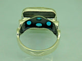 Turkish Handmade Jewelry 925 Sterling Silver Aquamarine Stone Mens Rings