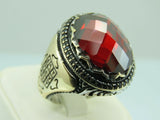 Turkish Handmade Jewelry 925 Sterling Silver Ruby Stone Mens Rings