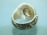 Turkish Handmade Jewelry 925 Sterling Silver Quartz Stone Engraved Mens Rings