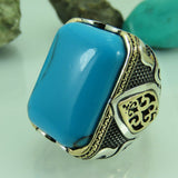 Turkish Handmade Jewelry 925 Sterling Silver Turquoise Stone Men Rings