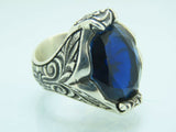 Turkish Handmade Jewelry 925 Sterling Silver Sapphire Stone Mens Rings