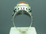 Turkish Handmade Jewelry 925 Sterling Silver Handmade Amber Stone Men Ring