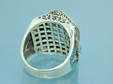 Turkish Handmade Jewelry 925 Sterling Silver Aquamarine Stone Mens Rings