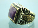 Turkish Handmade Jewelry 925 Sterling Silver Amethyst Stone Mens Rings