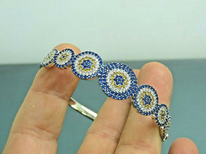 Turkish Handmade Jewelry 925 Sterling Silver Sapphire Stone Womens Bangle
