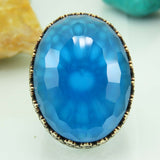 Turkish Handmade Jewelry 925 Sterling Silver Aquamarine Stone Men's Ring