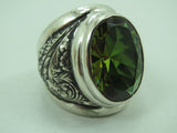 Turkish Handmade Jewelry 925 Sterling Silver Alexandrite Stone Engraved Mens Rings