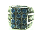 Turkish Handmade Jewelry 925 Sterling Silver Aquamarine Stone Mens Rings