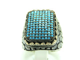 Turkish Handmade Jewelry 925 Sterling Silver Aquamarine Stone Mens Rings