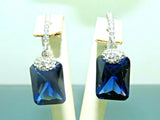 Turkish Handmade Jewelry 925 Sterling Silver Sapphire Stone Women Earrings