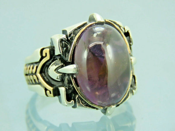 Turkish Handmade Jewelry 925 Sterling Silver Amethyst Stone Antique Mens Rings