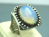 Turkish Handmade Jewelry 925 Sterling Silver Moonstone Mens Rings