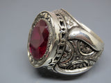 Turkish Handmade Jewelry 925 Sterling Silver Ruby Stone Mens Rings