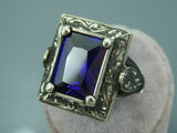 Turkish Handmade Jewelry 925 Sterling Silver Amethyst Stone Engraved Mens Rings