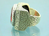 Turkish Handmade Jewelry 925 Sterling Silver Ruby Stone Mens Rings