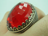Turkish Handmade Jewelry 925 Sterling Silver Garnet Stone Mens Rings