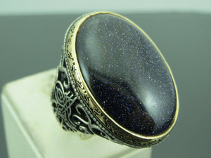 Turkish Handmade Jewelry 925 Sterling Silver Aventurine Stone Mens Rings