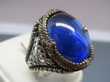 Turkish Handmade Jewelry 925 Sterling Silver Sapphire Stone Mens Rings
