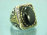 Turkish Handmade Jewelry 925 Sterling Silver Onyx Stone Mens Rings