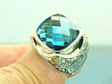 Turkish Handmade Jewelry 925 Sterling Silver Aquamarine Stone Mens Rings