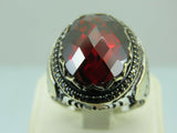 Turkish Handmade Jewelry 925 Sterling Silver Ruby Stone Mens Rings