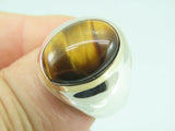 Turkish Handmade Jewelry 925 Sterling Silver Tiger's Eye Stone Mens Rings