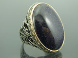 Turkish Handmade Jewelry 925 Sterling Silver Aventurine Stone Mens Rings